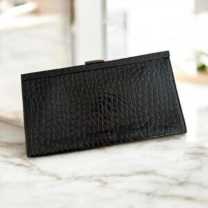 BANANA REPUBLIC Black Leather Embossed Envelope Clutch